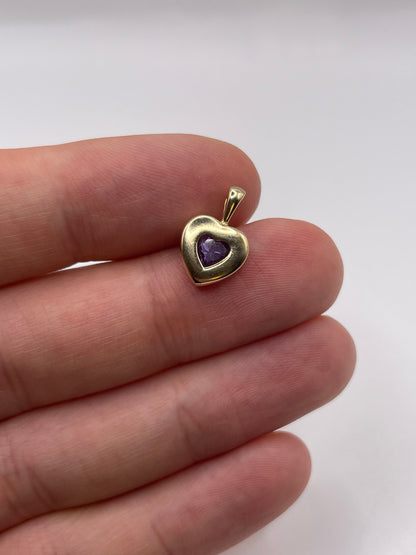 9ct gold amethyst heart pendant