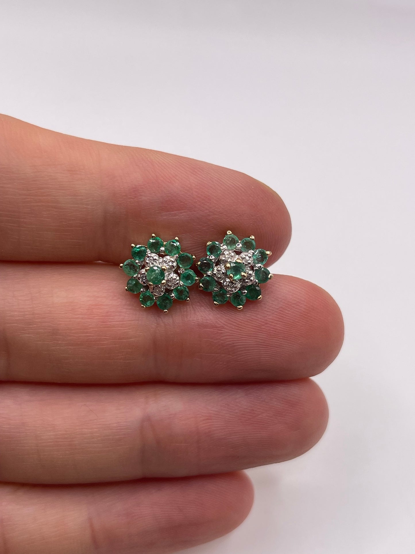 9ct gold emerald and diamond earrings