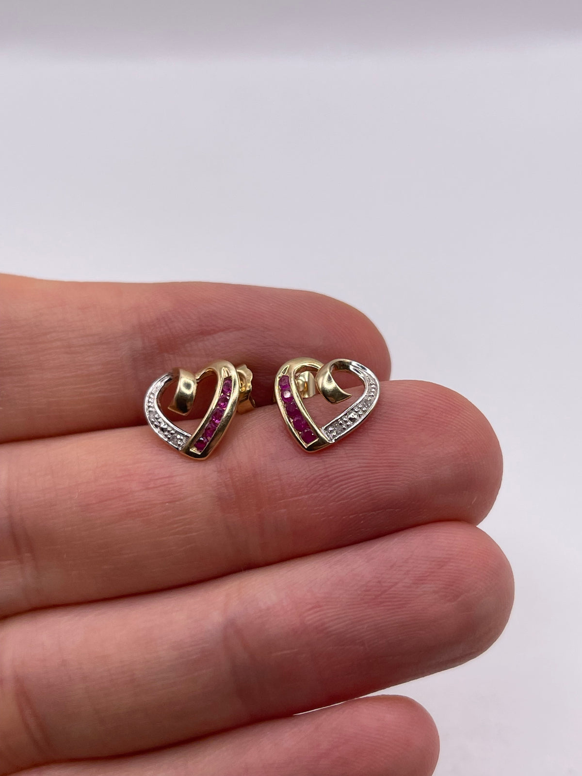 9ct gold ruby and diamond earrings