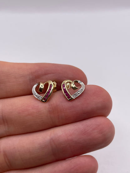 9ct gold ruby and diamond earrings