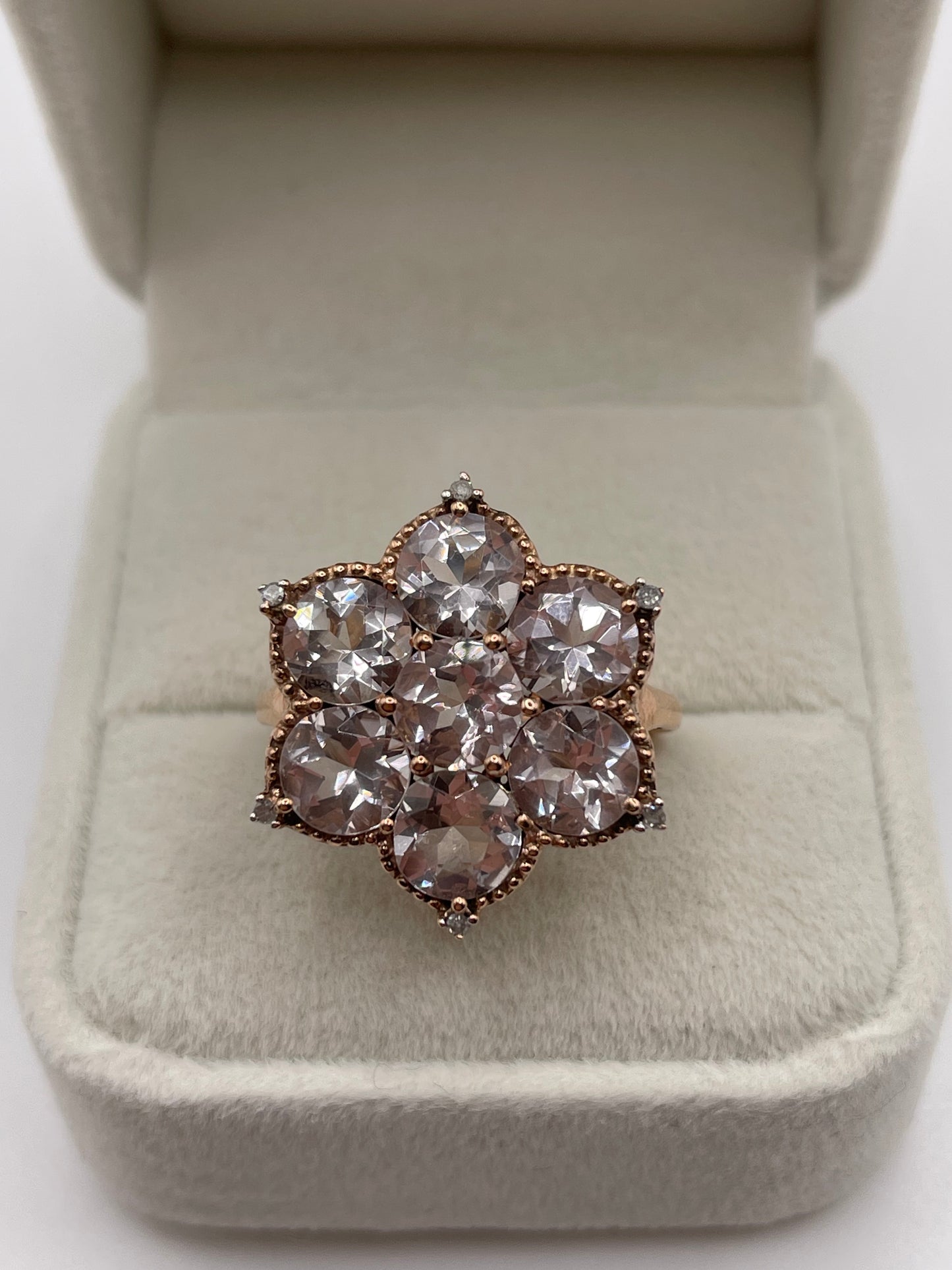 9ct rose gold morganite and diamond ring