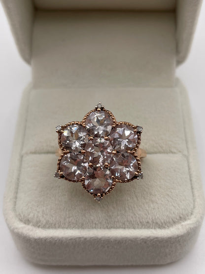 9ct rose gold morganite and diamond ring