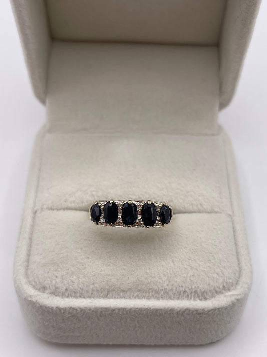 9ct gold sapphire and diamond ring