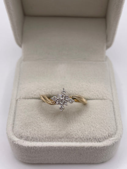 9ct gold diamond cluster ring