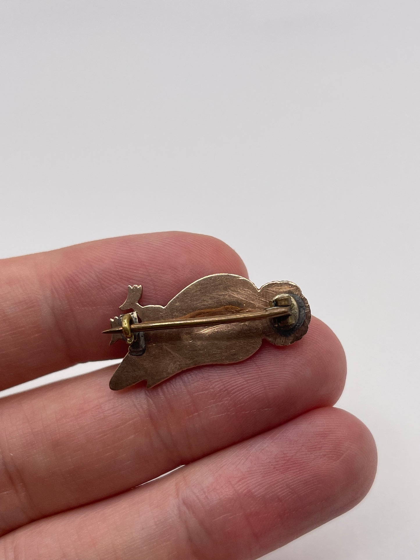 Antique 9ct gold mosaic owl brooch