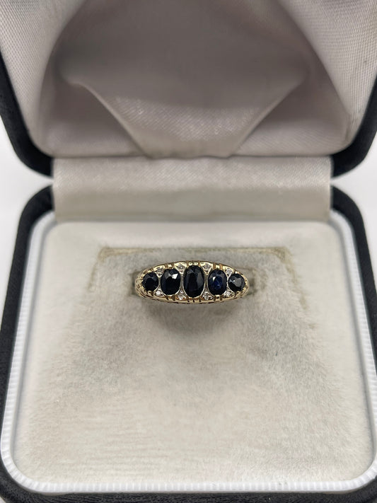 9ct gold sapphire and diamond ring