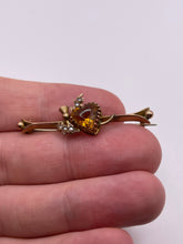 Load image into Gallery viewer, 9ct gold citrine paste and pearl brooch
