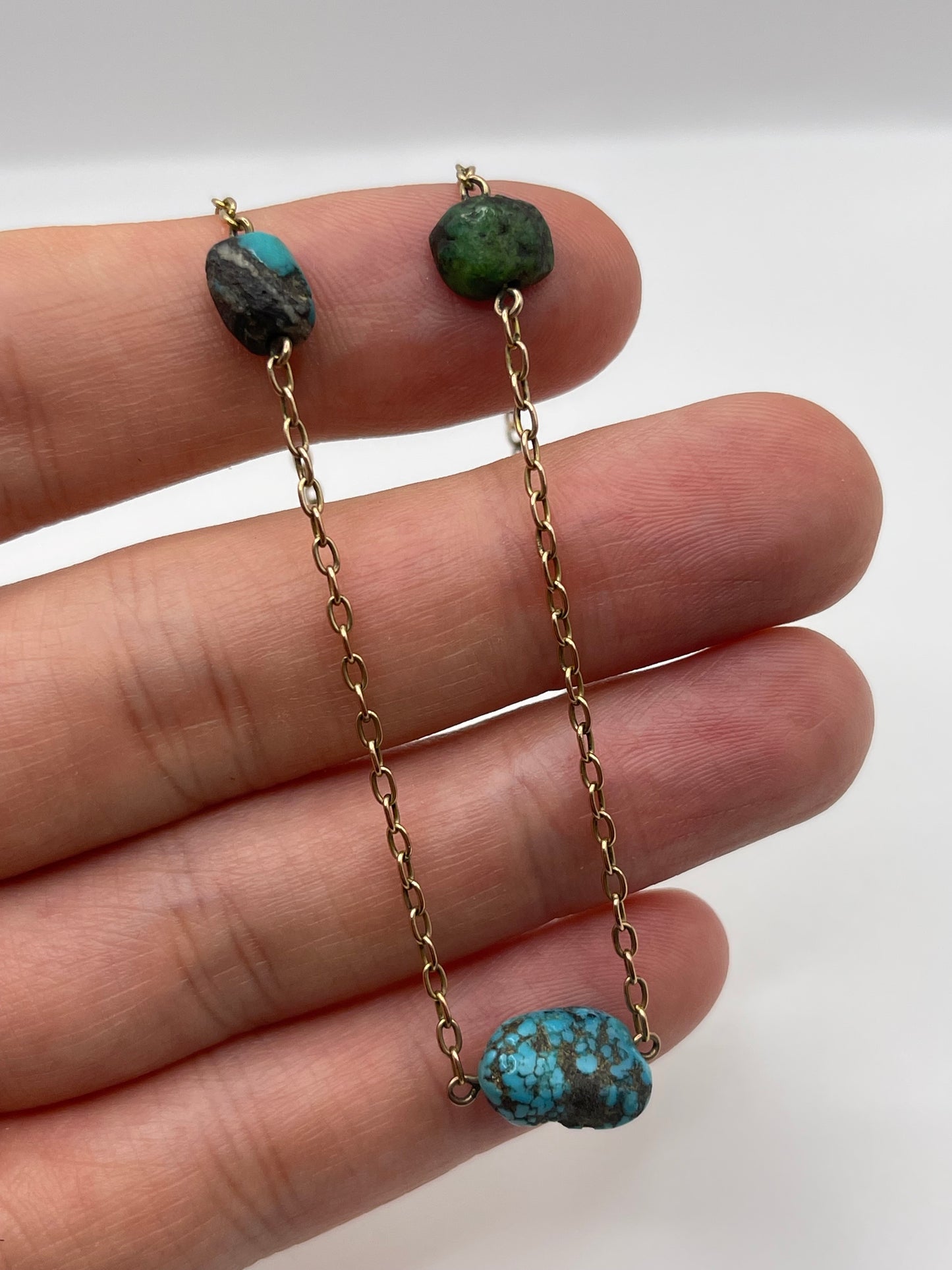 Antique 9ct rose gold turquoise necklace