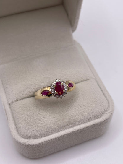 9ct gold ruby and diamond ring