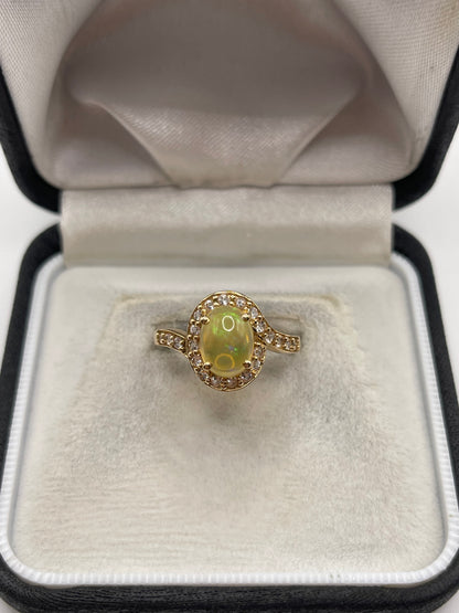 9ct gold opal and zircon ring