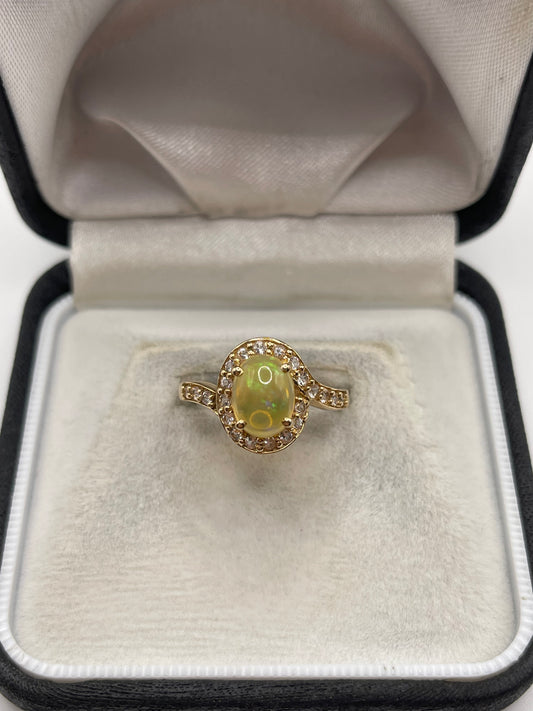 9ct gold opal and zircon ring