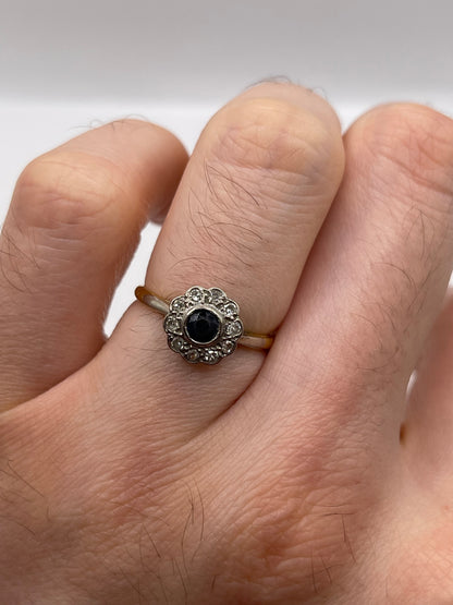 18ct gold platinum sapphire and diamond ring