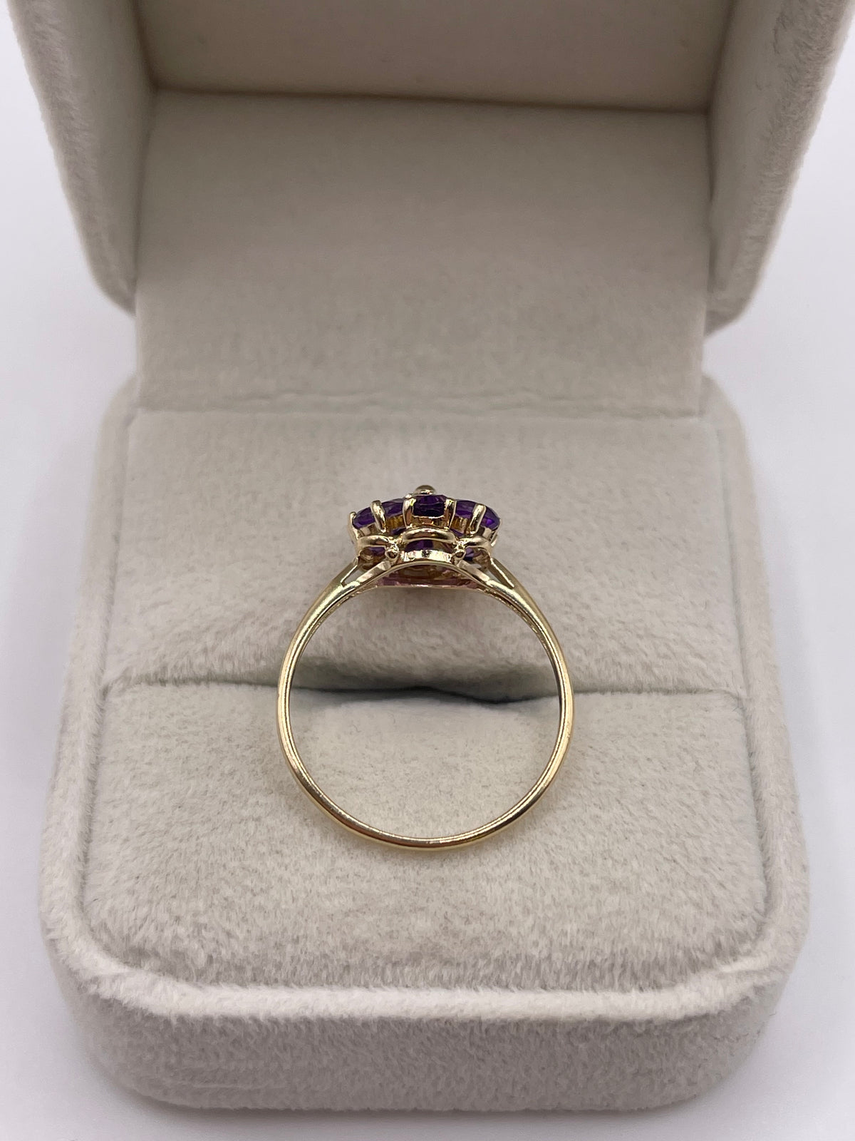 9ct gold amethyst cluster ring