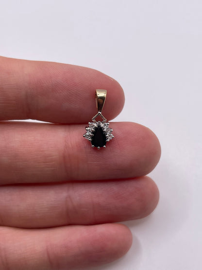 9ct gold sapphire and diamond pendant