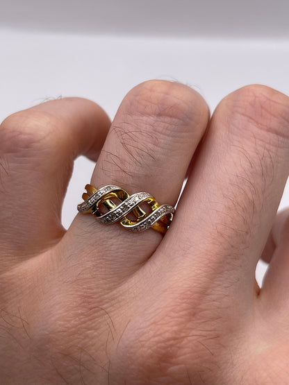 9ct gold diamond knot ring
