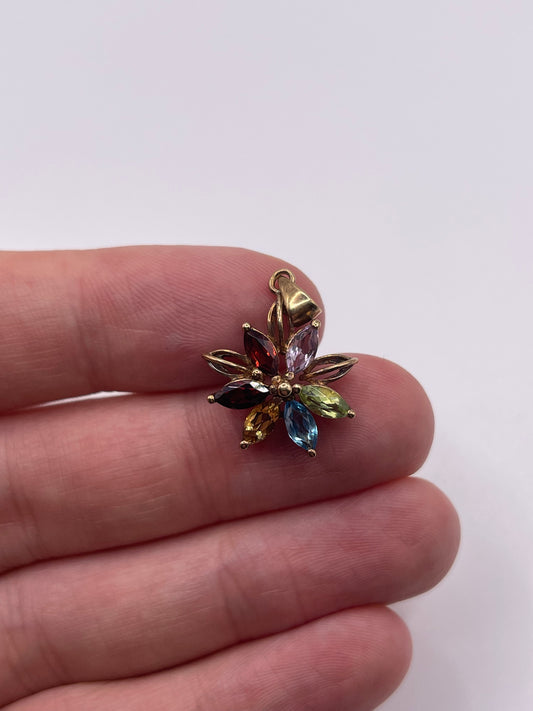 9ct gold multi gemstone pendant