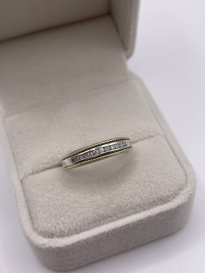 9ct two tone gold diamond ring