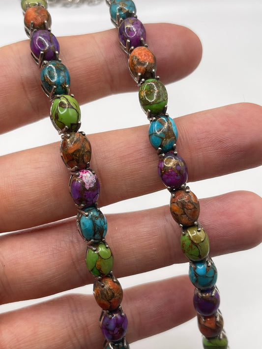 Silver gemstone necklace