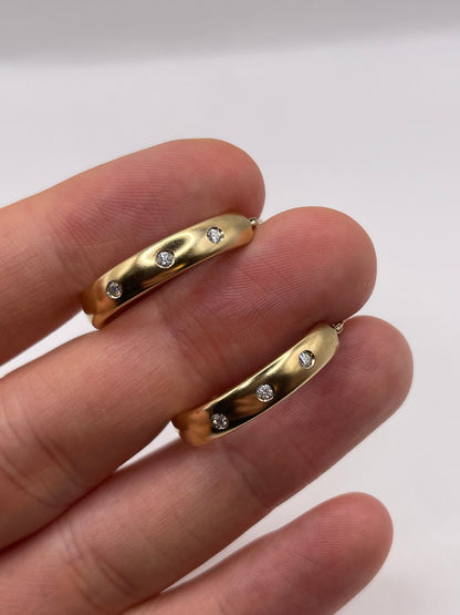 9ct gold cz Creole earrings