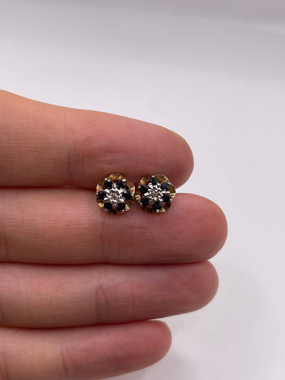 9ct gold sapphire and diamond earrings
