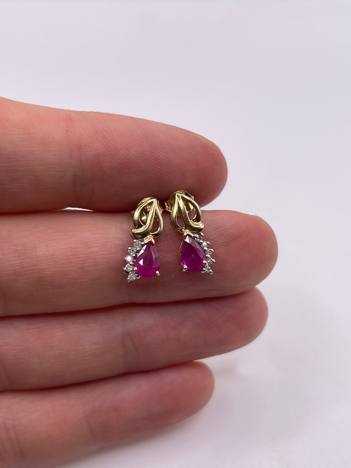 9ct gold ruby and diamond earrings