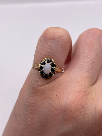 9ct gold opal and sapphire ring