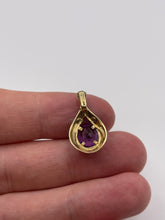 Load image into Gallery viewer, 9ct gold amethyst and diamond pendant
