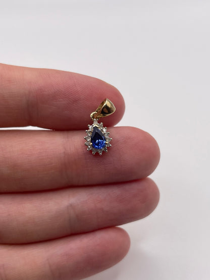 9ct gold iolite and diamond pendant