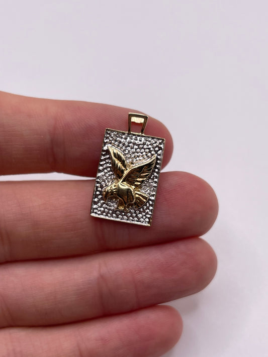 9ct gold diamond eagle pendant