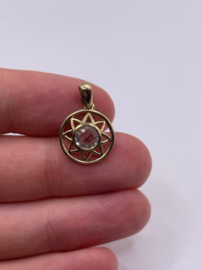 9ct gold rock crystal pendant