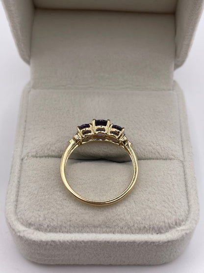 9ct gold iolite and diamond ring