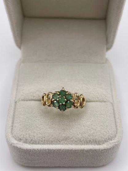 9ct gold emerald cluster ring