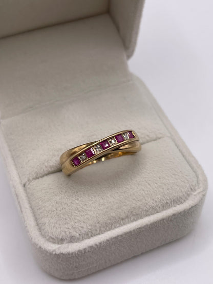 9ct gold ruby and diamond ring