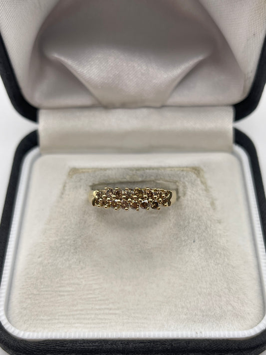 9ct gold cognac diamond cluster ring