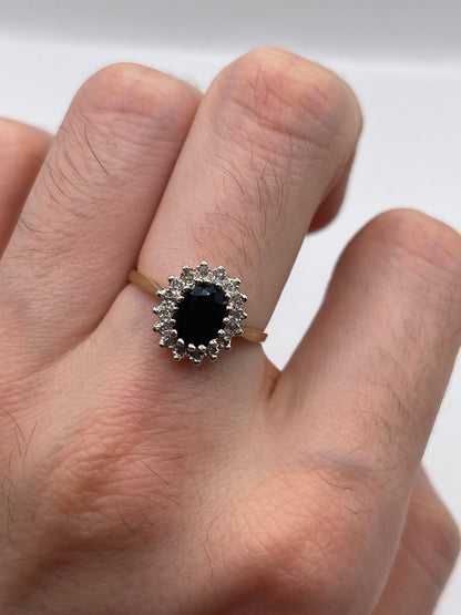 9ct gold sapphire and diamond ring