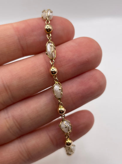 Antique 9ct rose gold pearl bracelet