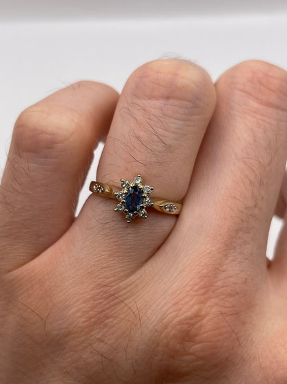 9ct gold sapphire and diamond ring