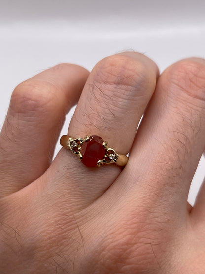 9ct gold fire opal and zircon ring