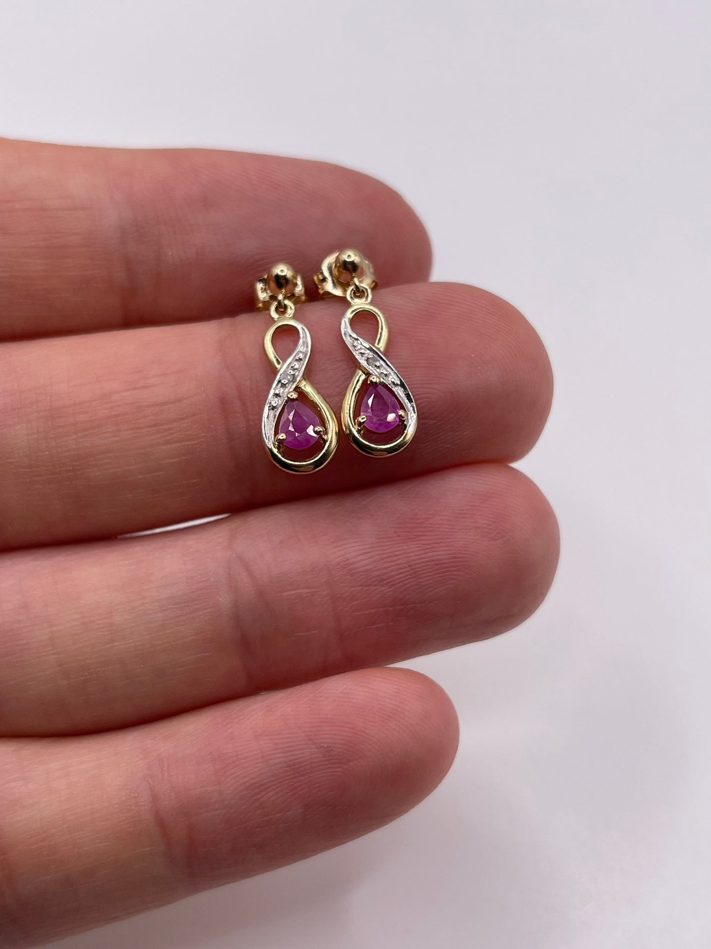 9ct gold ruby and diamond earrings
