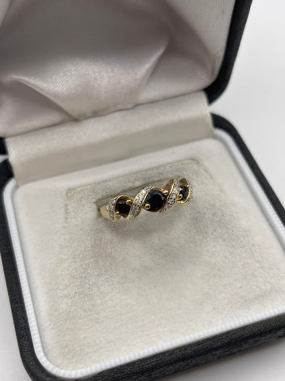 9ct gold sapphire and diamond ring