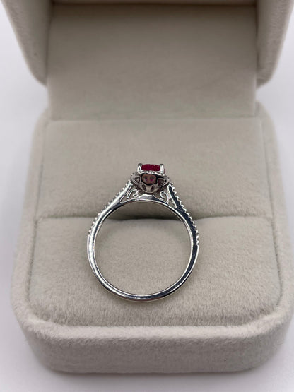 9ct white gold ruby and diamond ring