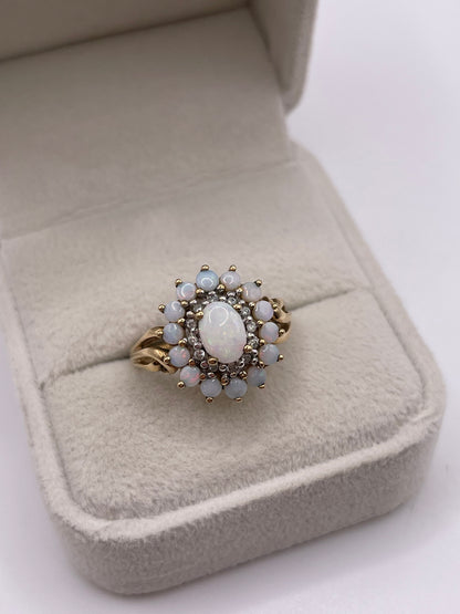 9ct gold opal and diamond ring