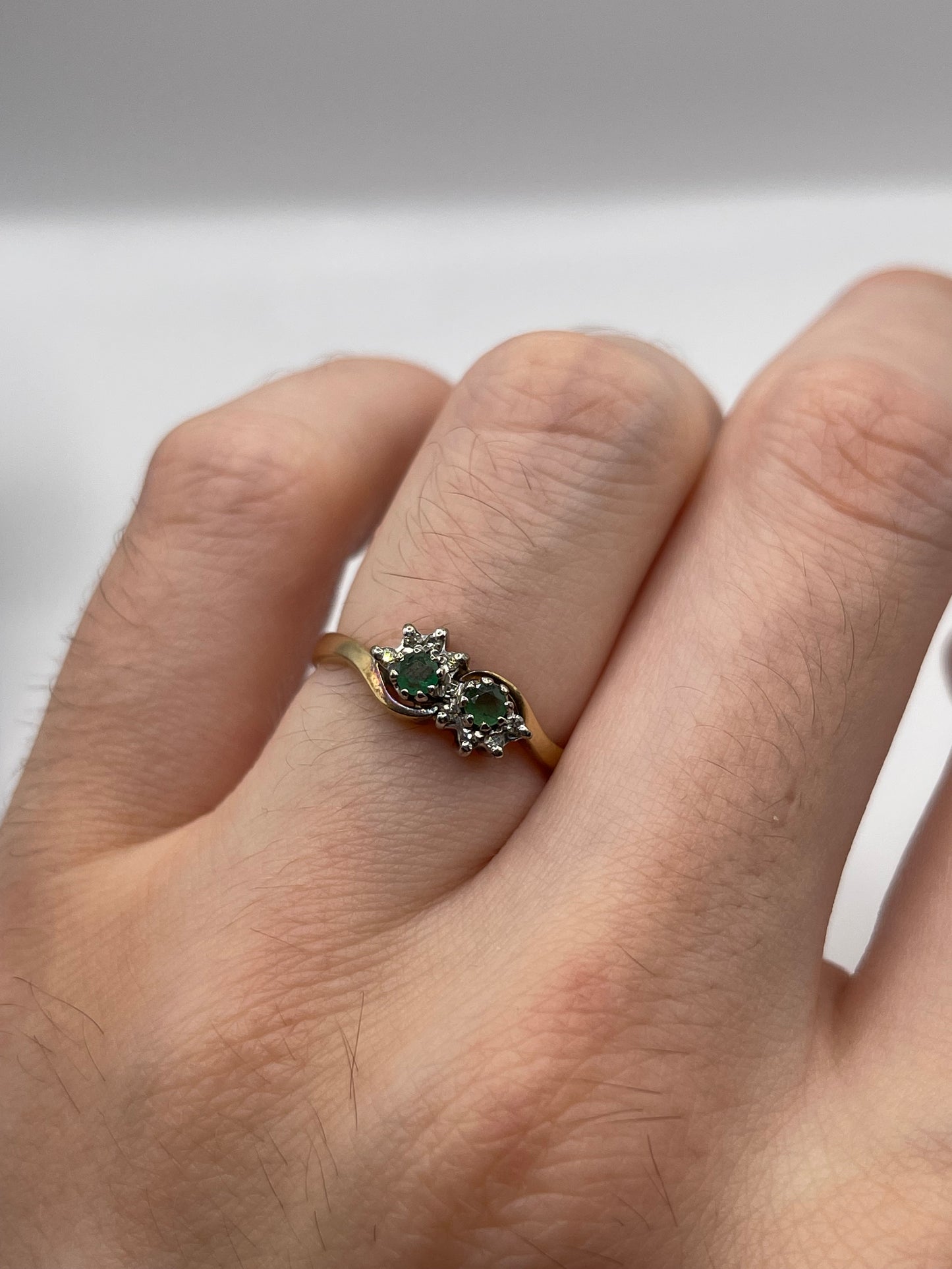 9ct gold emerald and diamond ring