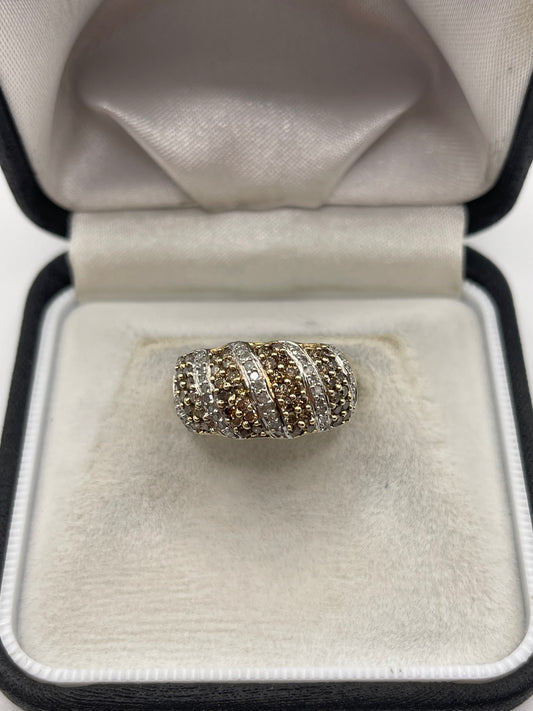 9ct gold diamond cluster ring