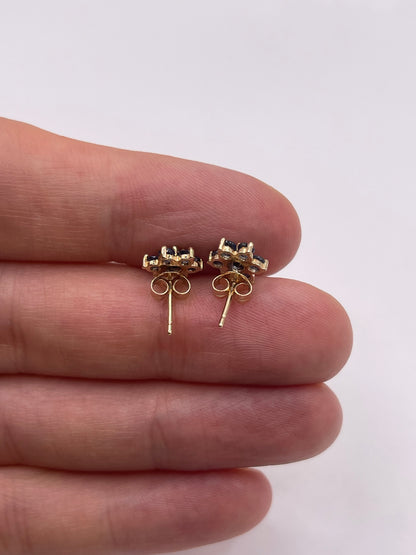 9ct gold sapphire cluster earrings