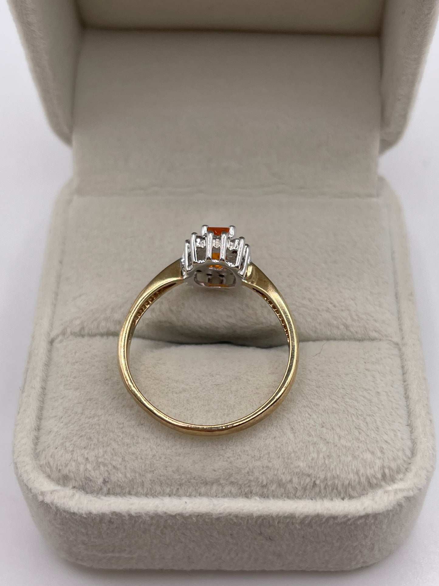 9ct gold fire opal and diamond ring