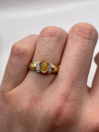 9ct gold opal and diamond ring