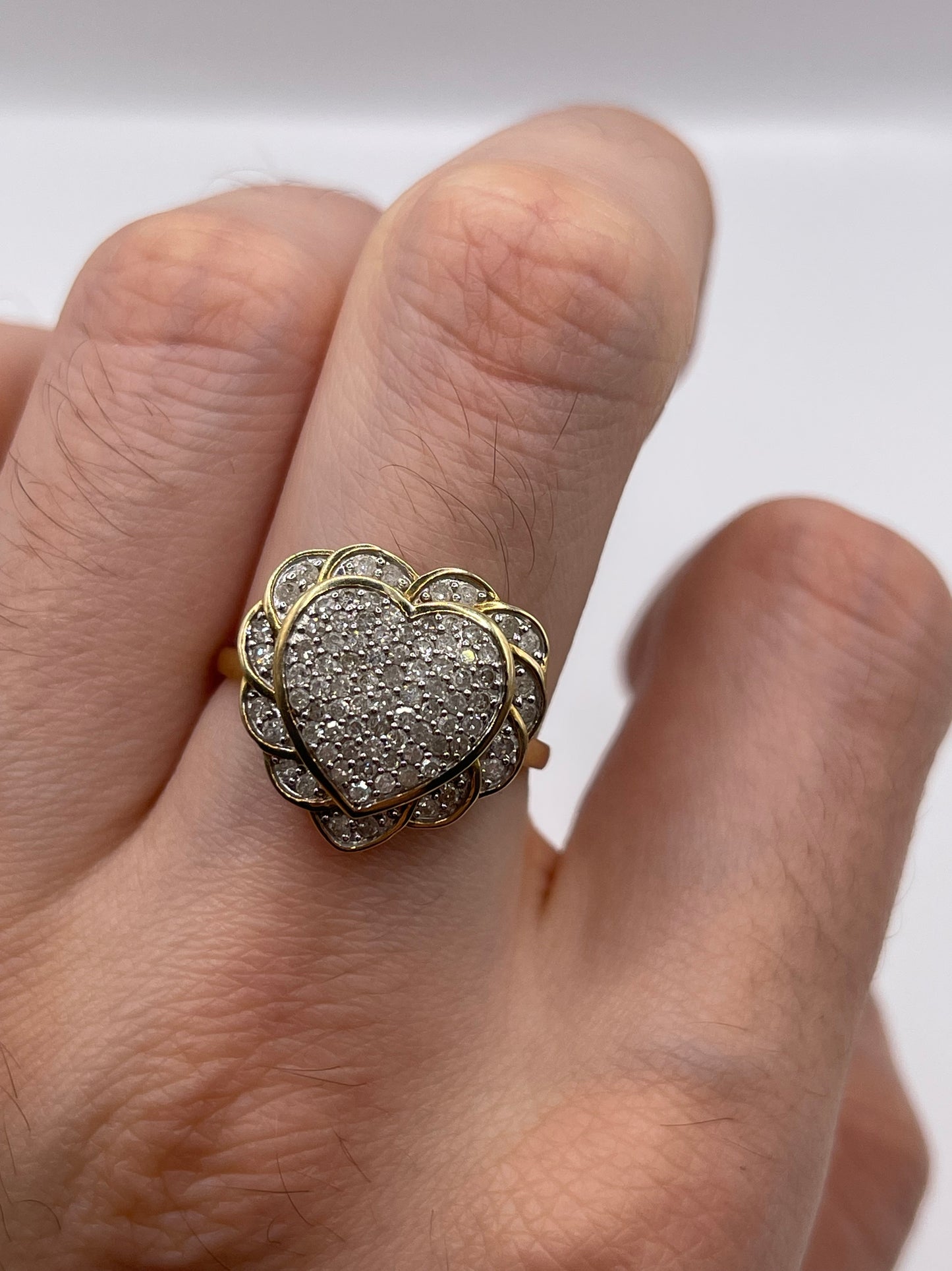 9ct gold diamond cluster heart ring