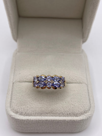 9ct gold tanzanite and diamond ring