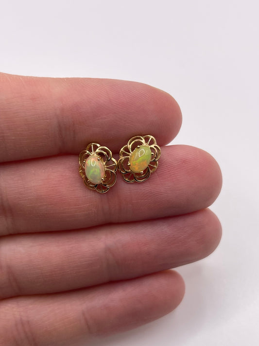 9ct gold opal earrings